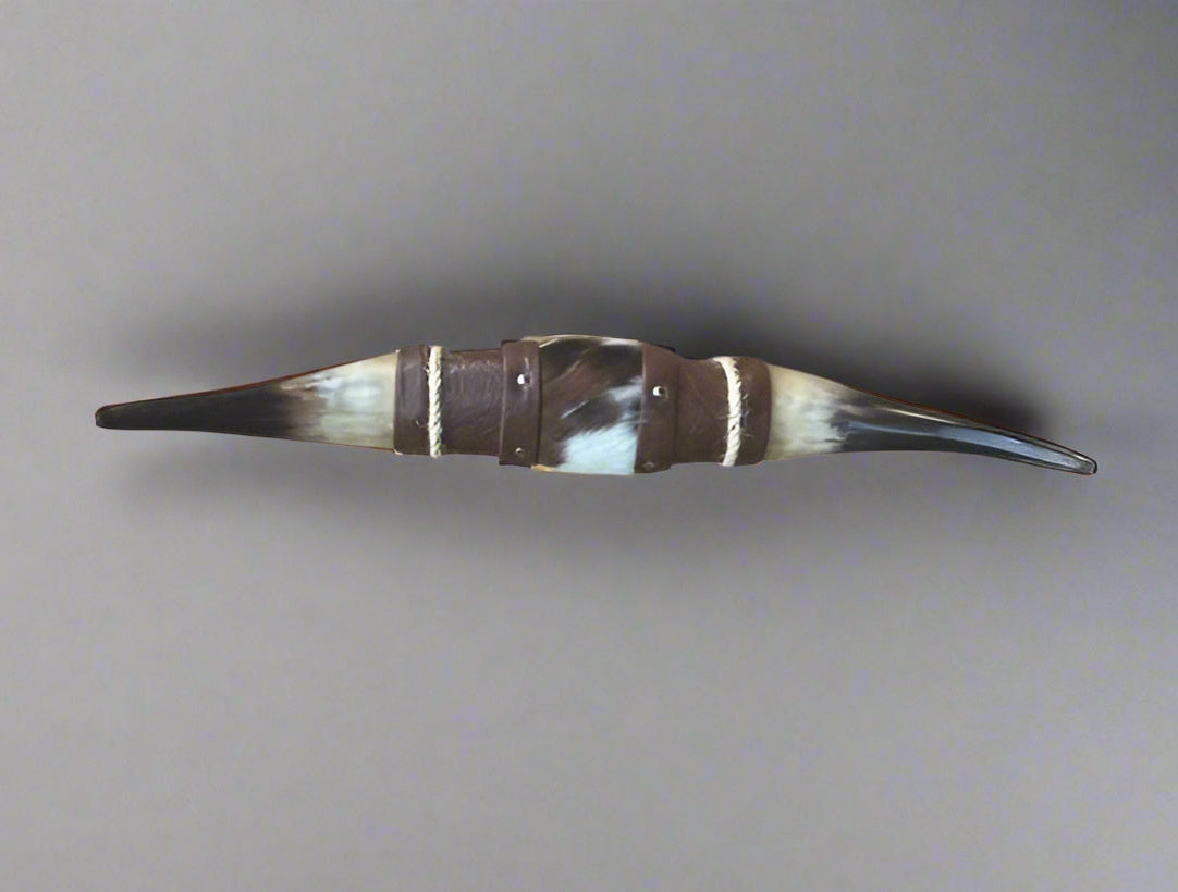 Jefe's SPECIAL #594: Large "Doble" - 22" - Tri-Color w/ Yellow & Black Tip Horns - Polished Mount Longhorn Steer Bull Cowboy Art Decor