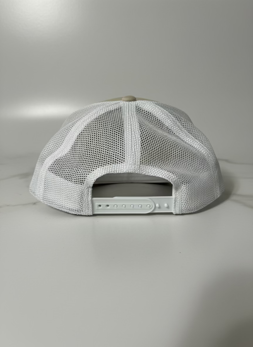 Jefe's Horns Embroidered Unstructured Trucker Hat Tan Snapback Cap