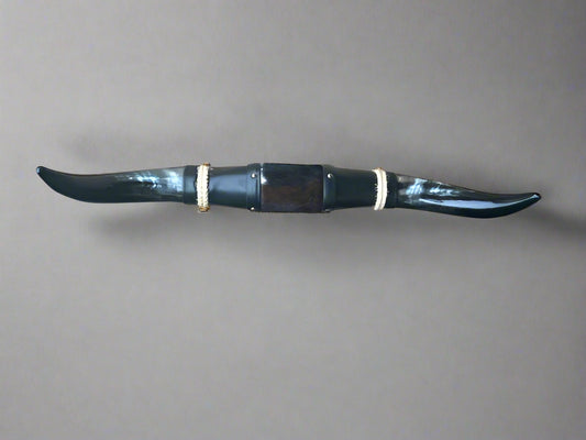 Jefe's SPECIAL #764: XL "Doble Grande" - 27" - Double Black & Curved Black Tip Horns - Polished Mount Longhorn Steer Bull Cowboy Art Decor