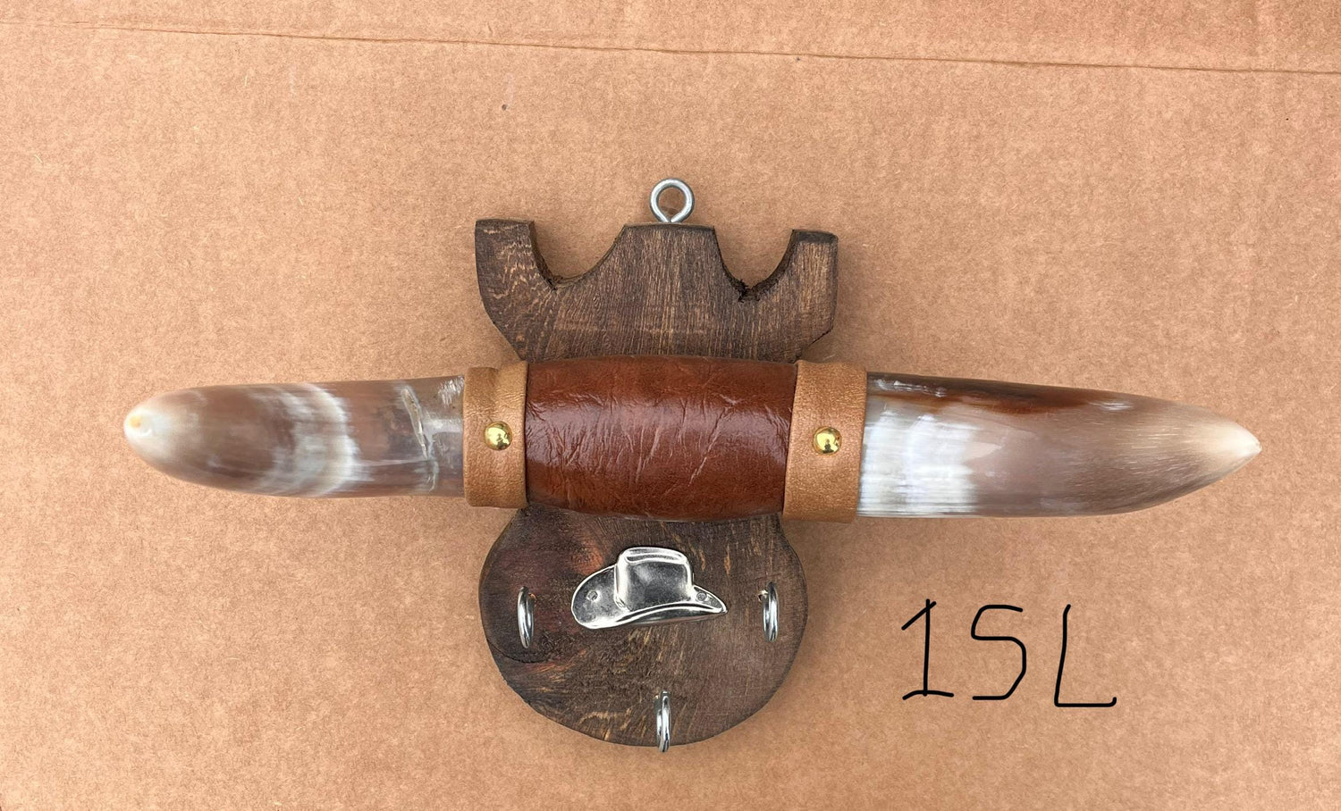 Jefe's Small Keyholder “Llaveros” Steer Horns - Polished Bull Taxidermy Mount - South Native Cowboy Longhorn Art - Ranch Farm Truck Decor