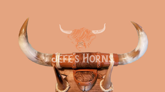 Jefe's Large w/Hoof “Doble c/Pesuña” Horns - Polished Steer Bull Longhorn Mounted Taxidermy - South West Tex-Mex Art - Cowboy Country Rustic Ranch Decor