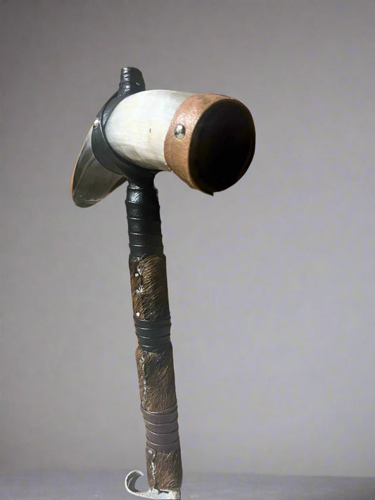 Jefe's "Sonajero" Rattle - Brindle Brown w/ White & Black Tipped Horn - Steer Bull Art Tex-Mex South Decor