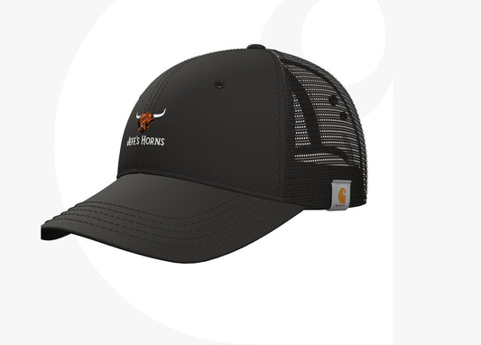 Jefe's Horns Embroidered Black Hat Carhartt Rugged Professional Series Canvas Mesh-Back Baseball Trucker Cap